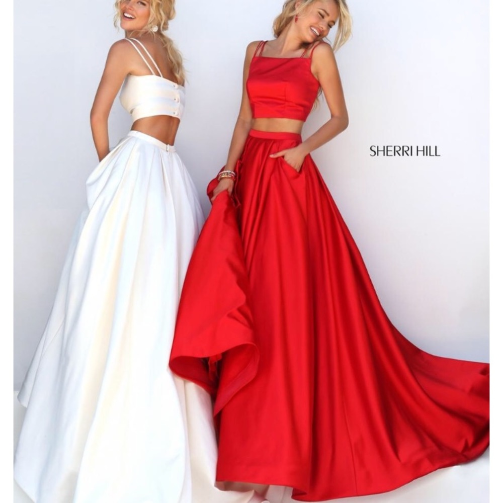 Red Sherri Hill Two Piece Prom Dress